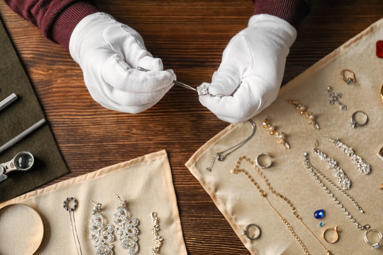 Jeweler Working in Workshop