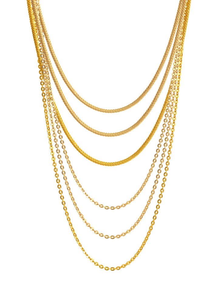 Gold Chain Jewelry. Isolated on White Background.