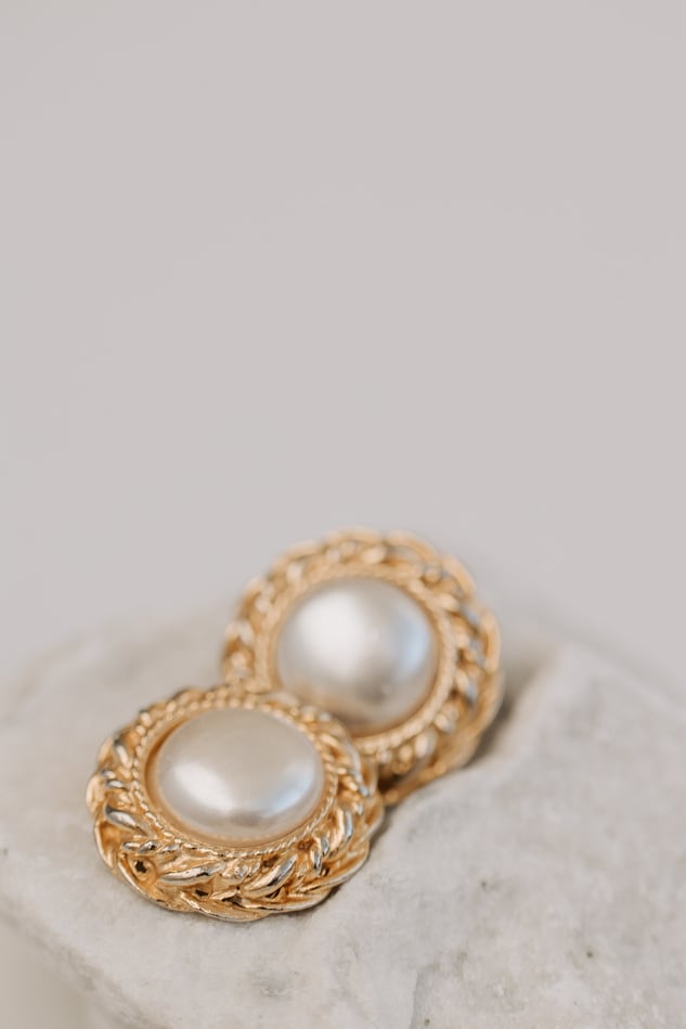 Vintage Gold Earrings with Pearls